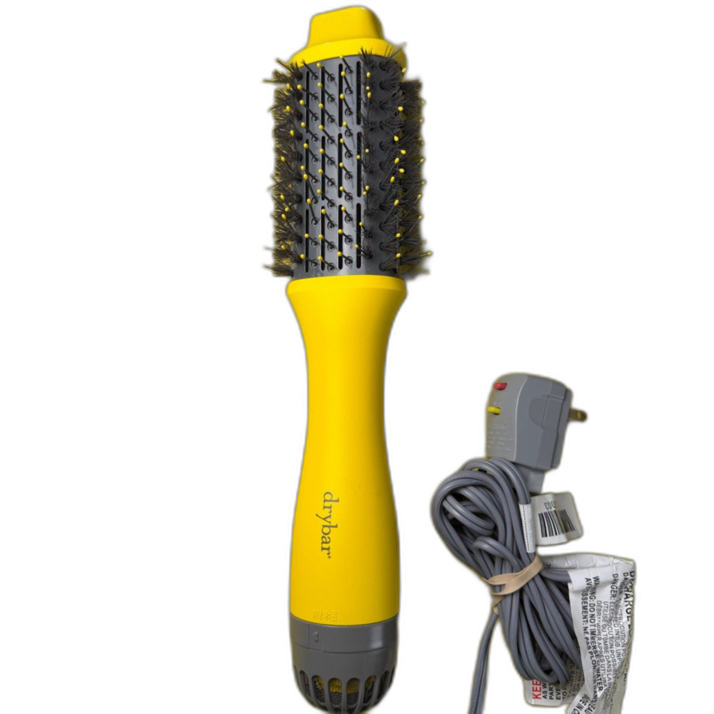 drybar the double shot oval blow dryer brush yellow hot air styling tool